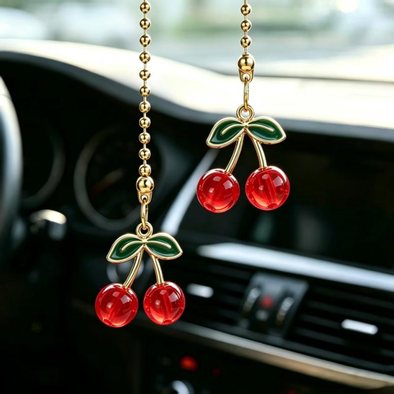 1 Stück Auto Rückspiegel Kirsch Spiegel Anhänger Anhänger Niedlich Auto Innenraum Dekor Geschenke Für Frauen Dekoration Hängende Ornamente Geschenke