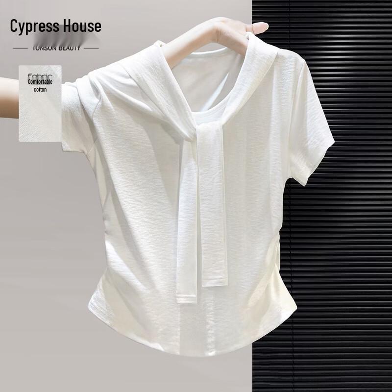 Sibaishe Women s Tie-Waist Solid Short Sleeve T-Shirt L
