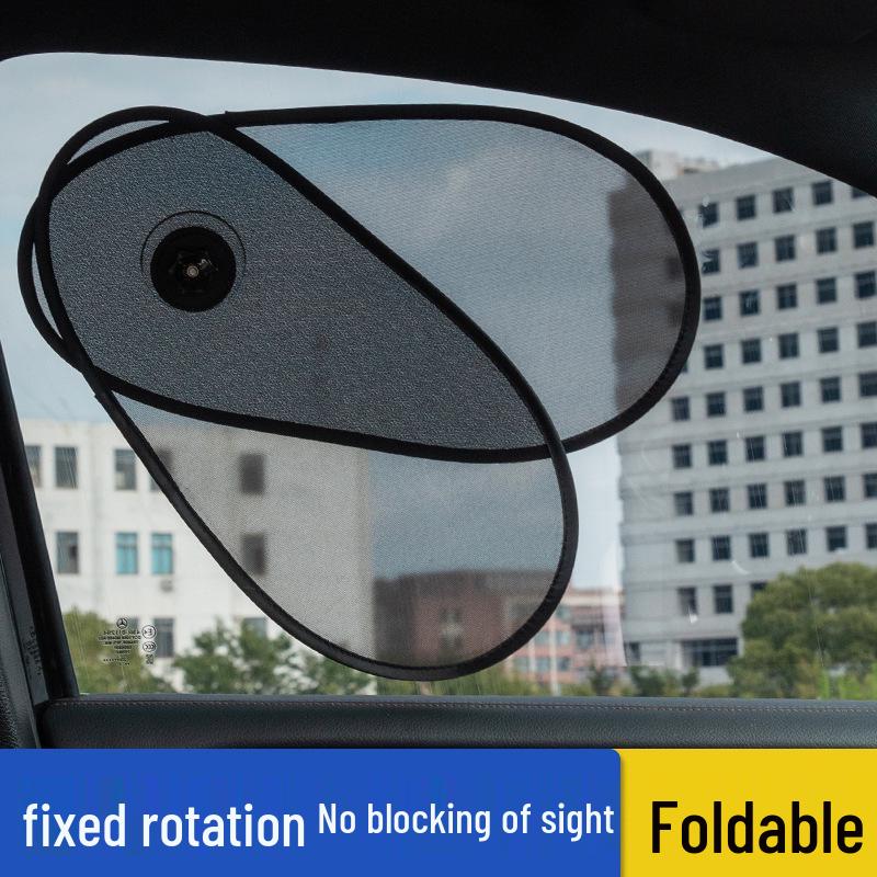 Adjustable Car Window Sun Shade with Suction Cup - Foldable Black Mesh for Sun Protection, No View Obstruction