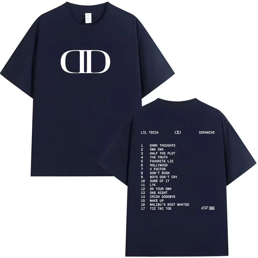 2025 Summe Lil Tecca DOPAMINE Tour Album 2025 Logo Print Herren Damen Mode Vintage Oversized 100% Reine Baumwolle Bedrucktes T-Shirt