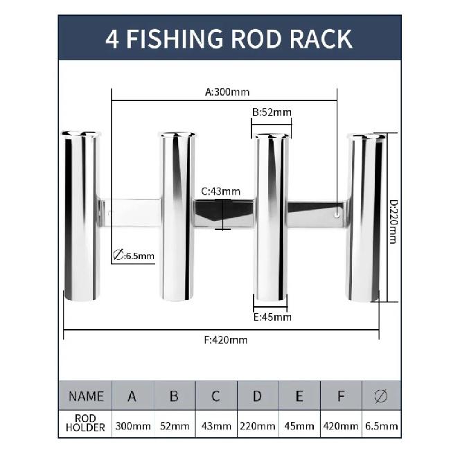 Stainless Steel 4 Tubes Rod holders Boat Fishing Rod Rack Holder Pole Tube Mount Bracket Marine Accessories 4 tube