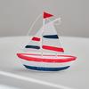 Sailboat Model Solid Wood Hand-Painted Small Sailing Ship Model Living Room Study Room Children Room Ocean Style Display Mold
