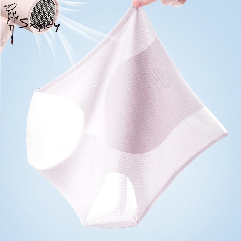 3Pcs High Waist Ice Silk Seamless Underwear Ladies Summer Ultra-thin Sense Quick-drying Panties Women Transparent Briefs