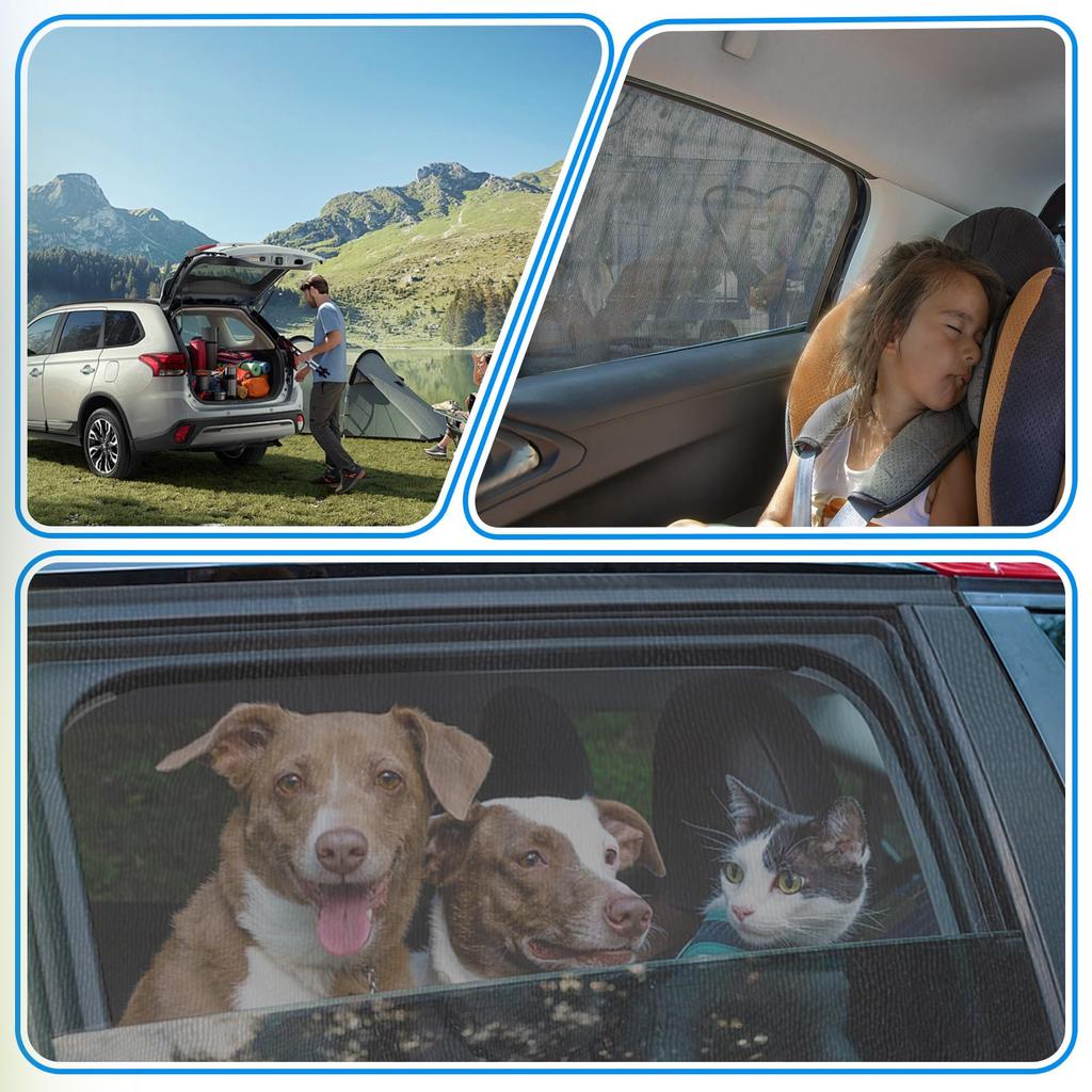 JANLOFO Car Screen Door, Sliding Door, 2 Pieces, Car Screen Door, Insect Repellent Net,