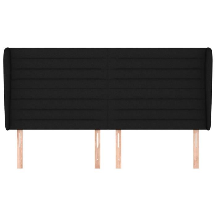 VidaXL Tête de lit avec oreilles Noir 203x23x118-128 cm Tissu3118120