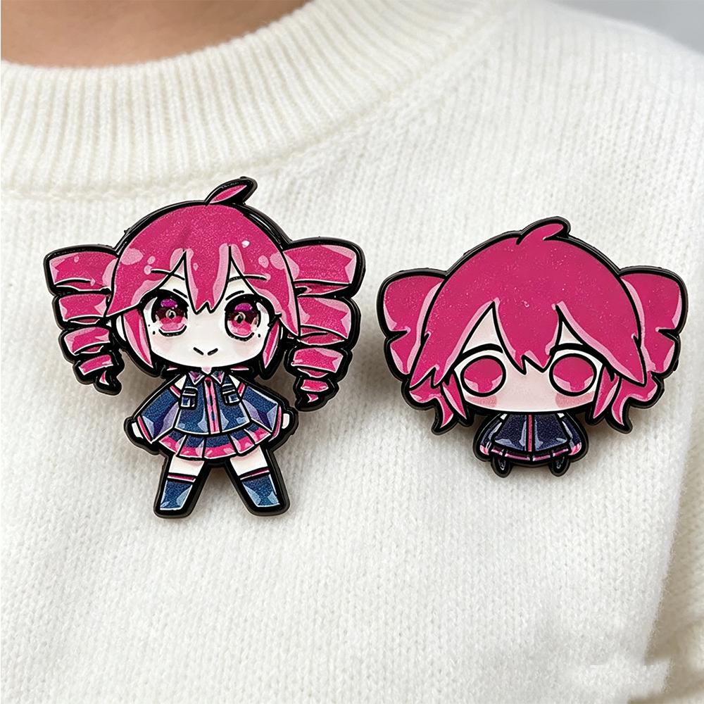 Kasane Teto Chibi Enamel Pins Anime Character Brooch Pink Haired Utau Girl Lapel Badges Cute Vocaloid-Inspired Accessories