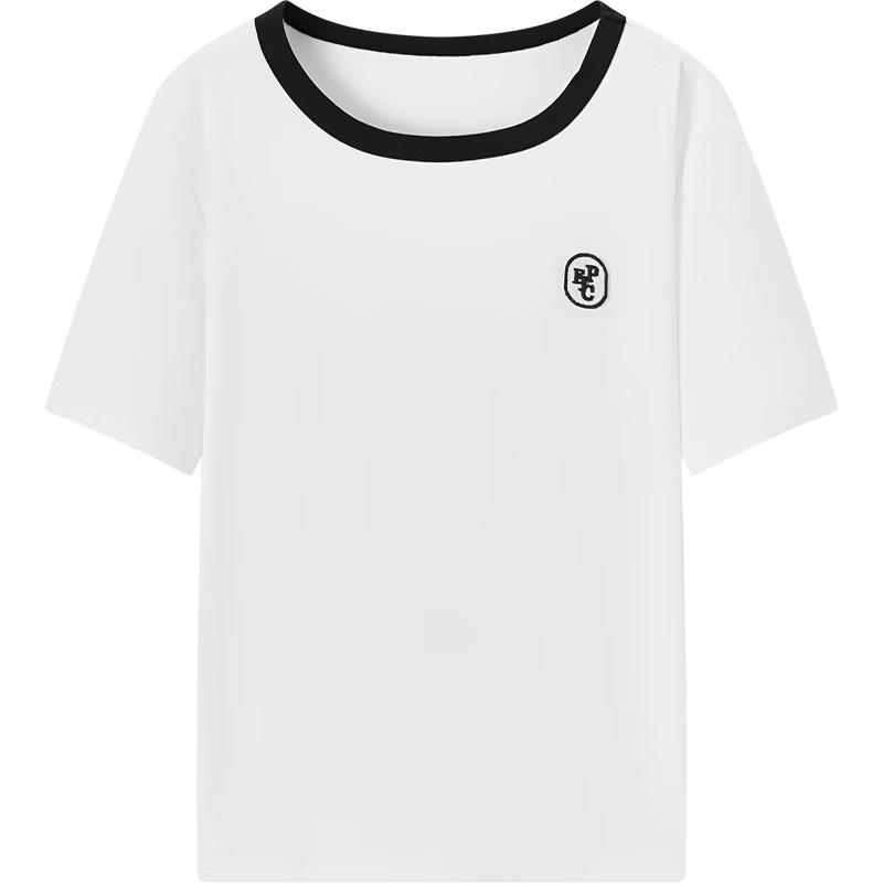 Women s Summer Color Block Round Neck T-Shirt M