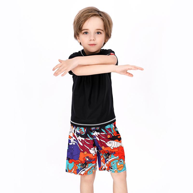 Kids' Sun Protection Two-Piece: Short Sleeve Casual Beachwear & Loose Pants for Boys & Girls