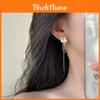 Boucles d'oreilles élégantes et stylées en alliage avec pompon camélia, longues et fines, fil d'oreille, accessoires de mode pour femmes