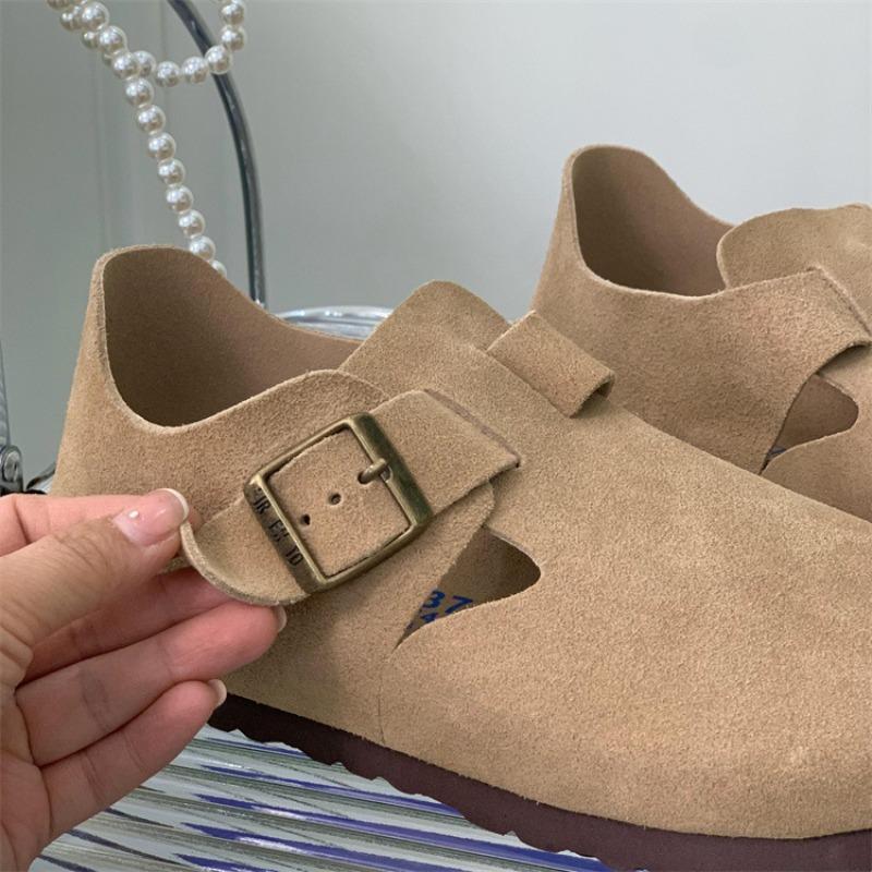 Spring and Autumn leather bag head cork thick sole one pedal lazy shoes all-inclusive single shoes women's