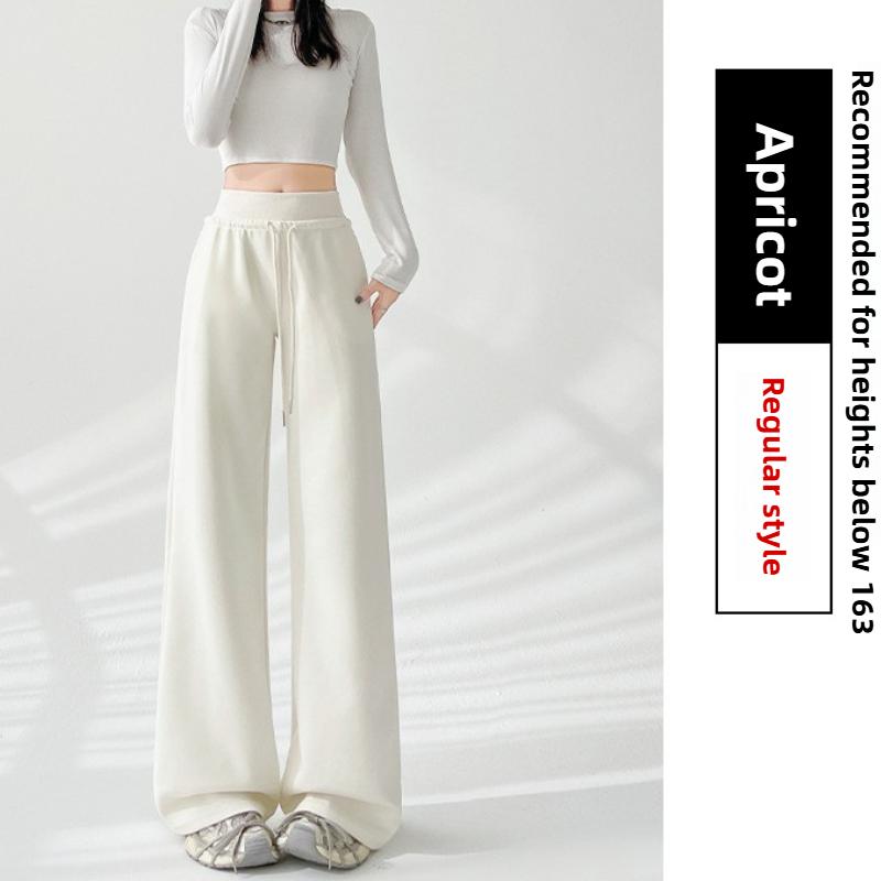 GMXIA Micro-large Sweatpants Women Spring and Autumn High-waisted Thin Casual Sweatpants Loose Drape Dragged Trousers Straight Wide-leg Trousers