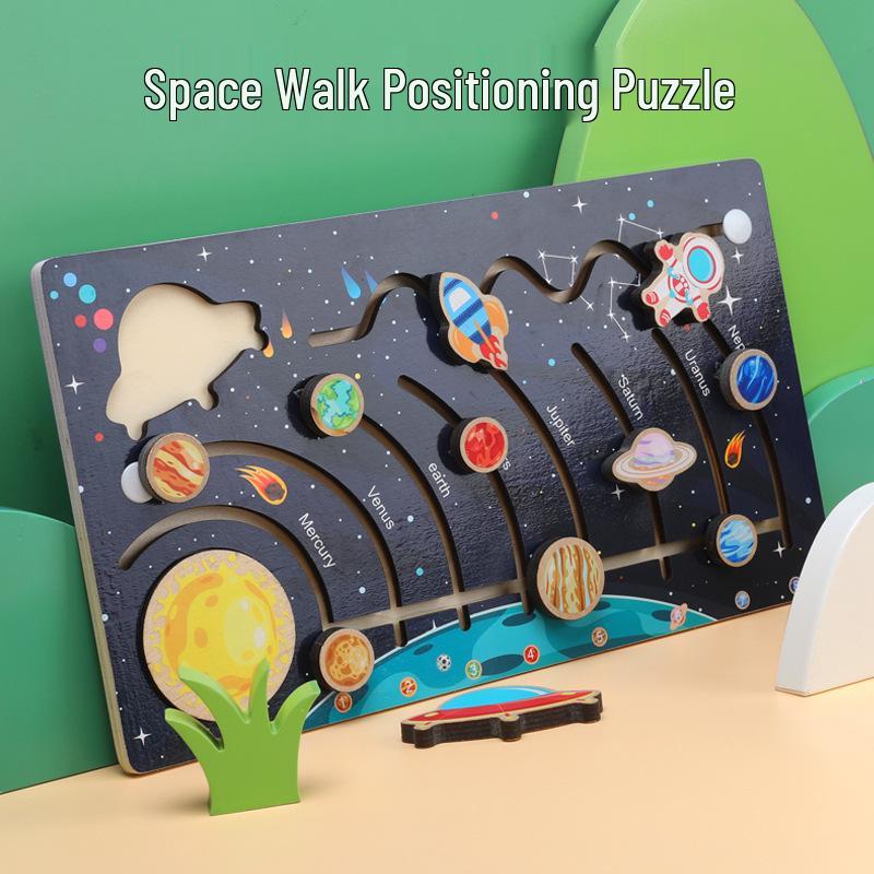 Wooden Solar System Puzzle: Children's Educational Toy with Eight Planet Matching Board