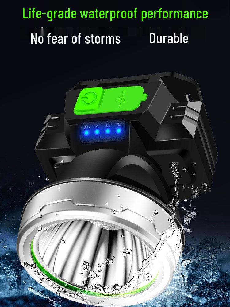 High Brightness Rechargeable Waterproof Headlamp for Night Fishing and Mining with Long Battery Life