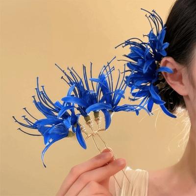 Vintage Großer Blumen-Haarstab Fee Simulation Blume Simulation Blume Haarspangen Haarspange Bohème-Stil Thai Haarforke Strand