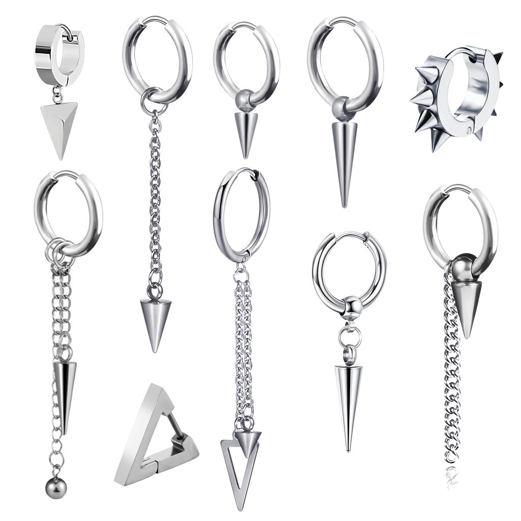 Stainless Steel Dangle Hanging Pendant Drop Earring for Woman Man Minimalist Punk Spike Piercing Ear Jewelry New In Accessory