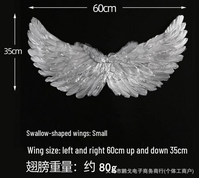Peng Ge Angel & Swallow Wings: White Feather Wings for Children & Adults - Ideal for Bride, Flower Girl, or Costume Performances.