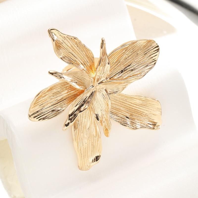 Modern Open Finger Rings Adjustable Rings Geometric Flower Jewelry Alloy Texture Suitable for Fashion Lover Present