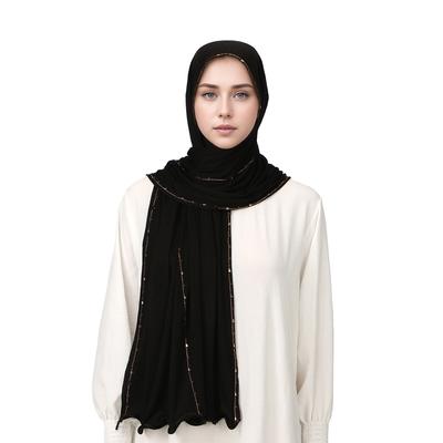 Muslimischer Jersey Hijab Schal Schimmer Schimmerkante Kopftuch Damen Premium Baumwolljersey Schal Luxus Design Turban Einfache Wickeltücher