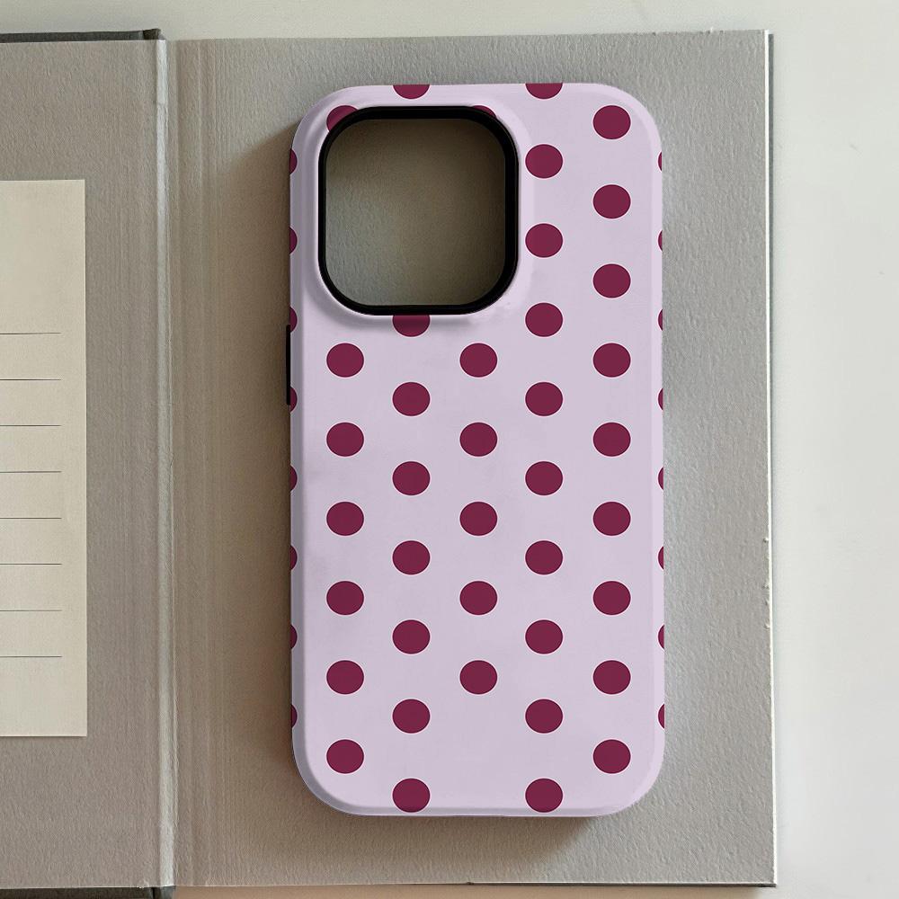 Luxury Color Textured Polka Dots Phone Case for iPhone 17 16 15 14 13 12 11 Air Pro Max Plus Luxury Double-layer Back Cover