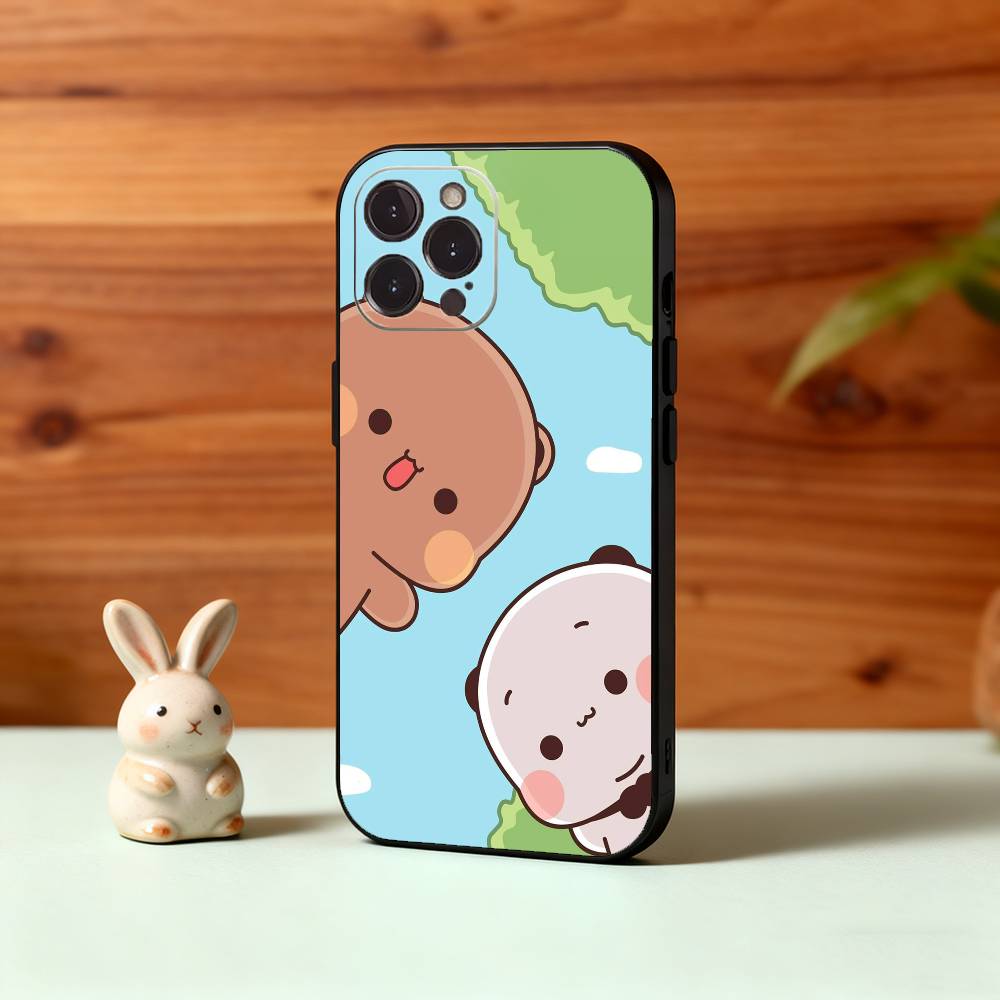 Cute B-BuBu D-DuDu Phone Case For iPhone17,16,15,14,13,12Plus,Pro Max,XS,5G Soft Silicone Black Cover
