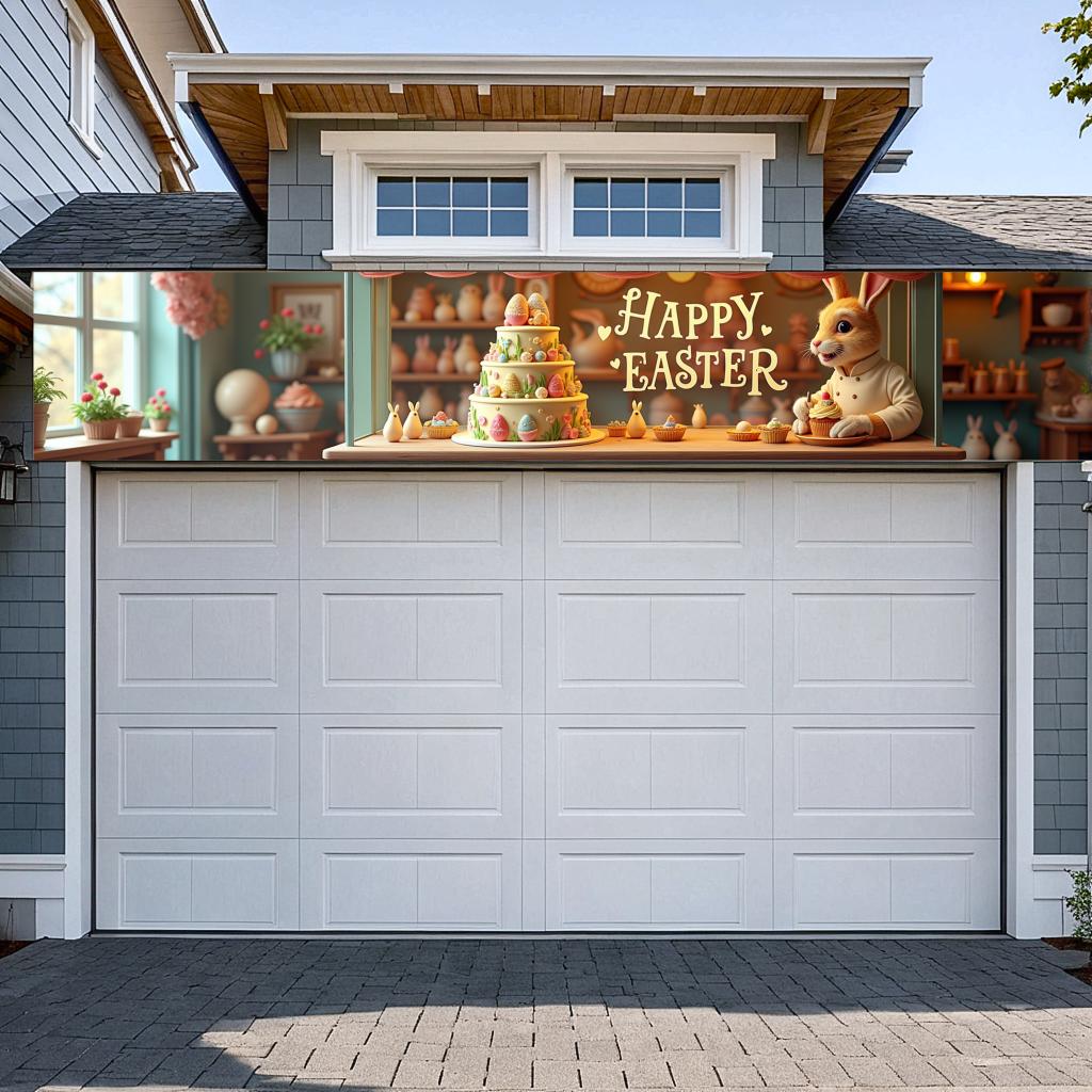 Decoração de Páscoa Cores Vibrantes Banner de Feriado Banner do Festival da Primavera Tema de Páscoa Banner de Coelho da Páscoa Para Evento de Feriado