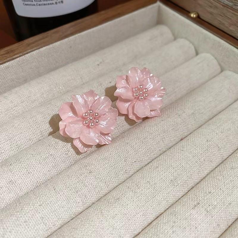 Mori Style Camellia Flower Stud Earrings: Niche Rose Design, Japanese & Korean Fashion, Small Fresh Fairy Earrings for Women