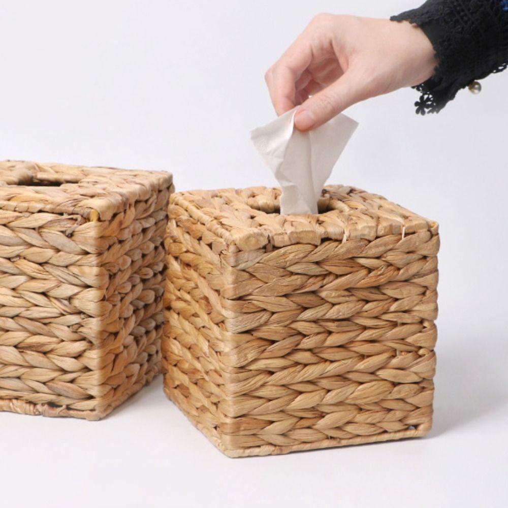 Bohemian Style Rattan Cube Tissue Box with Cover Tissue Holder Hotel