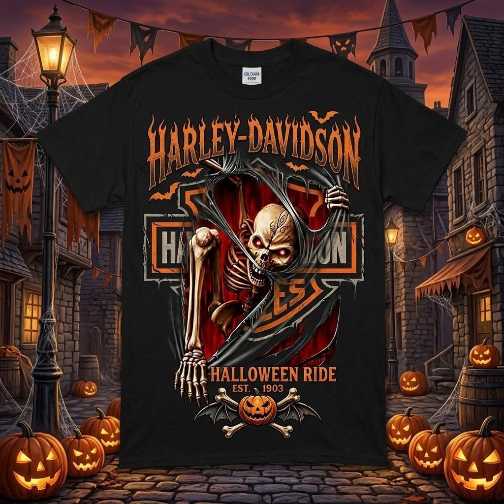 Funny Halloween Harley Motorcycle Davidson #18, iconic character Unisex T-Shirt