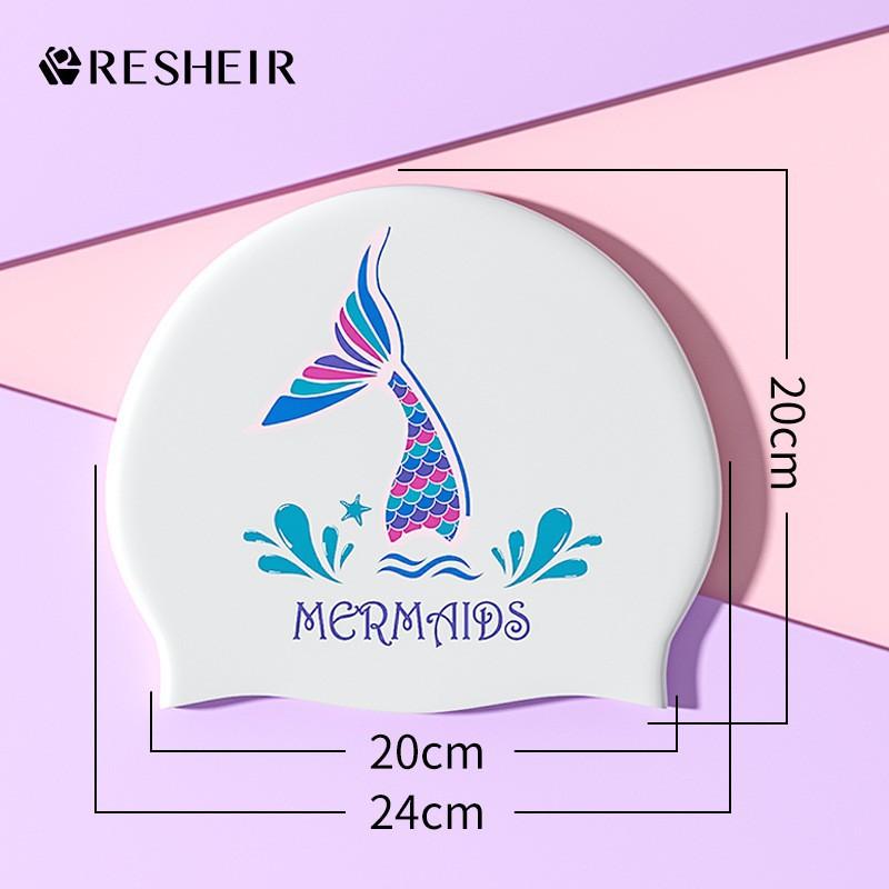 Fashionable Silicone Swimming Cap Women s Long Hair Waterproof Comfortable Headless Fishtail Ear