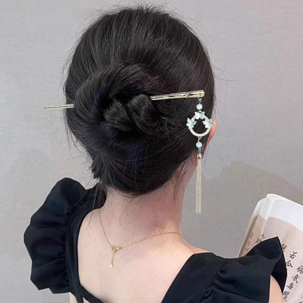 

Butterfly Chinese Style Hair Stick Pearl Hair Fork Headpieces Hanfu Hair Stick Daily