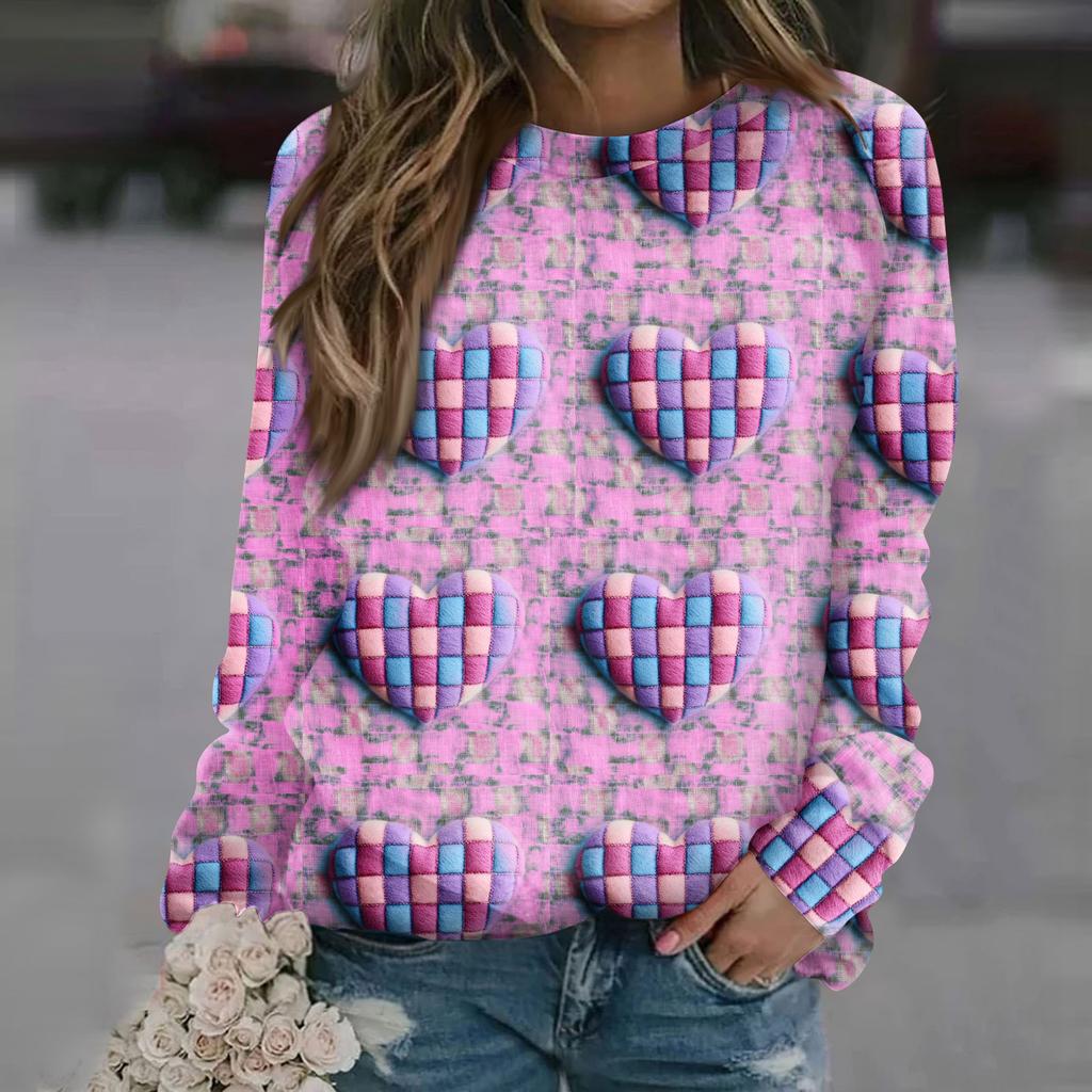 Women's Fashion Casual Long Sleeve  Printed Neck Sweatshirt Top