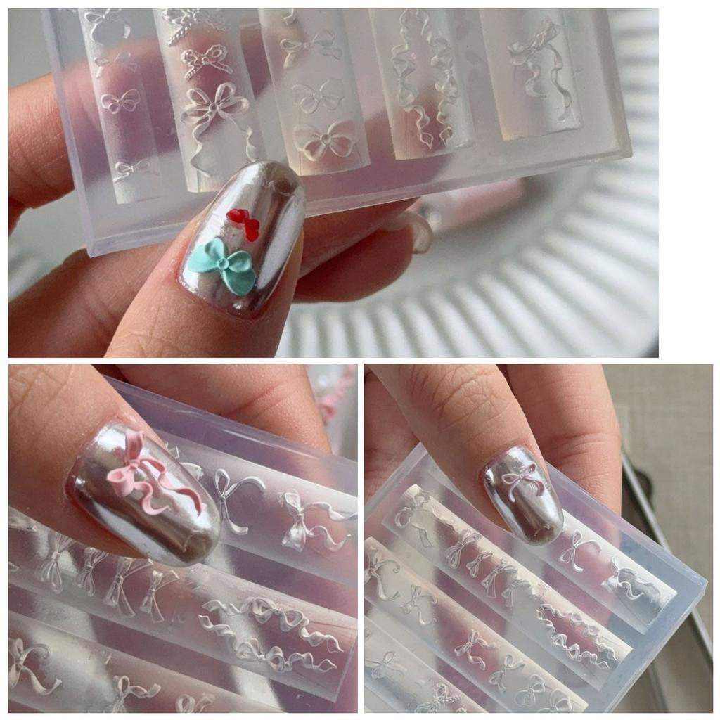 Silicone Mould for Embossed Nail Art Stickers Intricate Floral Lace Bowknot Designs Crafting Easy Application