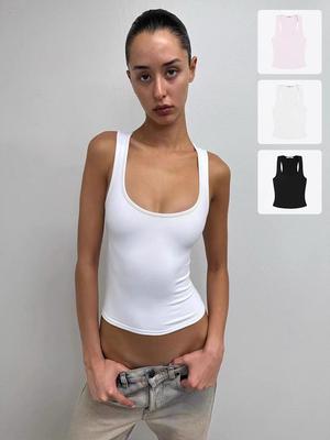 In-Stock Women's Racerback Tank Top - Wide Shoulder Strap, Comfortable Sportswear