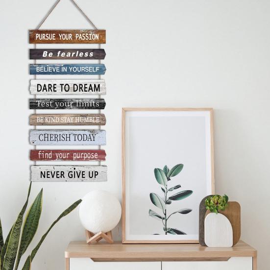 Inspirational Wall Art Decor Rustic Wall Hanging Plaque Farmhouse Wooden Door Sign Inspiring Positive Quotes Wall Decor for Office Bedroom Living Room