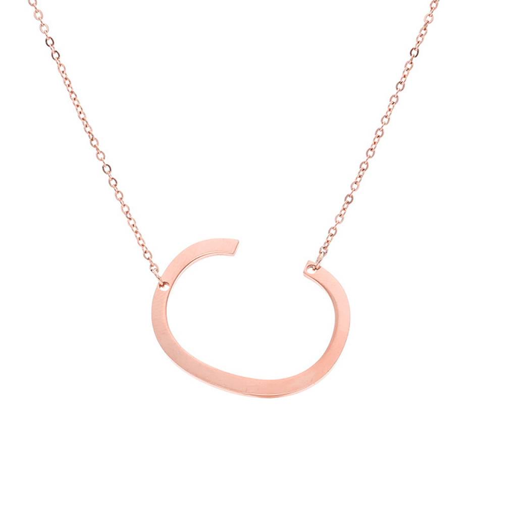 Alphabet Necklace Rose Plated Initial Letter Alphabet A - Z Choker Pendant