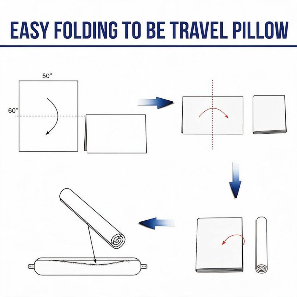 2 in 1 U-shaped Pillow and Blanket Flannel Space-saving Travel Pillow and Blanket Set Folding Solid Color Throw Blanket