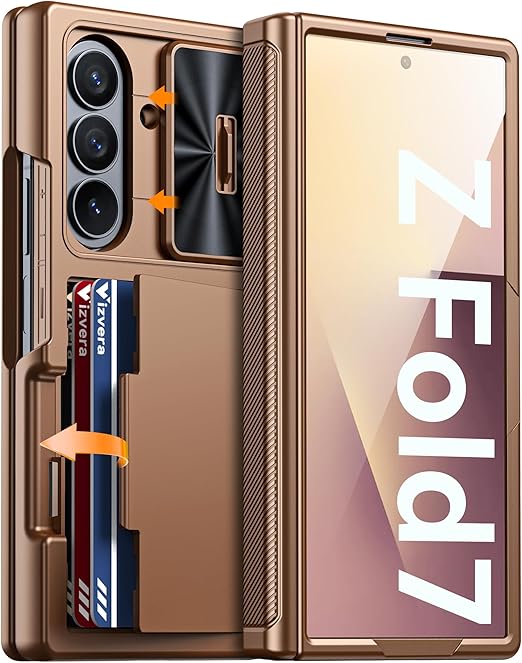 

Для Samsung Galaxy Z Fold 7 Чохол-гаманець RFID з тримачем для карток [Захист шарніра] [Захист камери] Ударостійкий силіконовий захисний чохол для телефону - Шампанське золотий