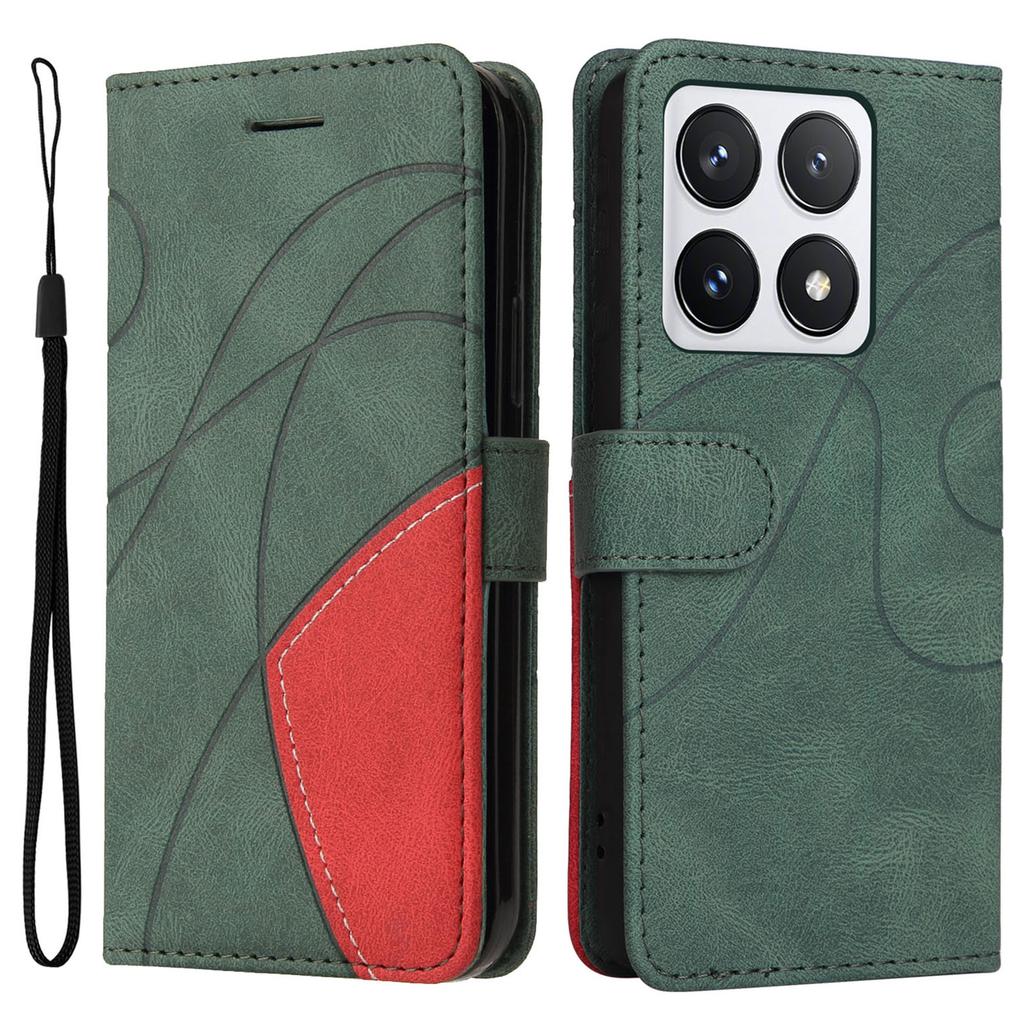 For Xiaomi 14T Pro Leather Case Wallet Stand Color Splicing Phone Cover