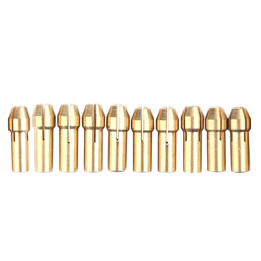 5Pack 10Pcs/Set 3.2/3.0/2.4/2.0/1.8/1.5/1.2/1.0/0.8/0.5mm Drill Brass Collet Rotary Tool For Electric Motor Shaft Drill Bit Tool