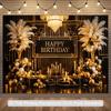 2D Glam Zwart Goud Kroonluchter & Ballon 2D Platte Achtergrond