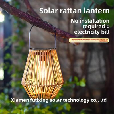Solar-Hofleuchten für den Außenbereich, Rattan-Bambus-Geflecht-Laternen, Chinesische Retro-Hängeleuchten, Balkon-Dekorative Atmosphäre Kleine Nachtlichter