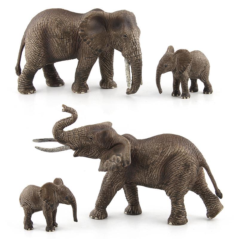 Wild Animal Model Simulation Elephant Family Of Three, Zoo Cognition Environmental Protection Solid Figure Ornament Toy