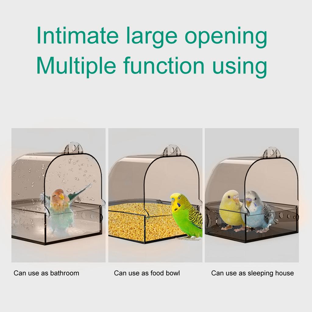 Plastic Thicken Gray Black Parrots Multifunction Activity Feeding Box Bird Cage Hanging Bathtub