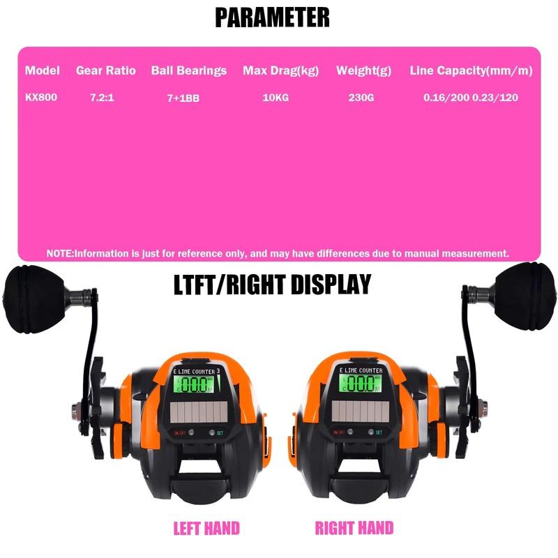 New Super Practical Fishing Reel USB Charging and Solar Charging Electronic Bait Casting LED Screen 7.2:1 Gear Ratio Waterproof Casting Sea Fishing