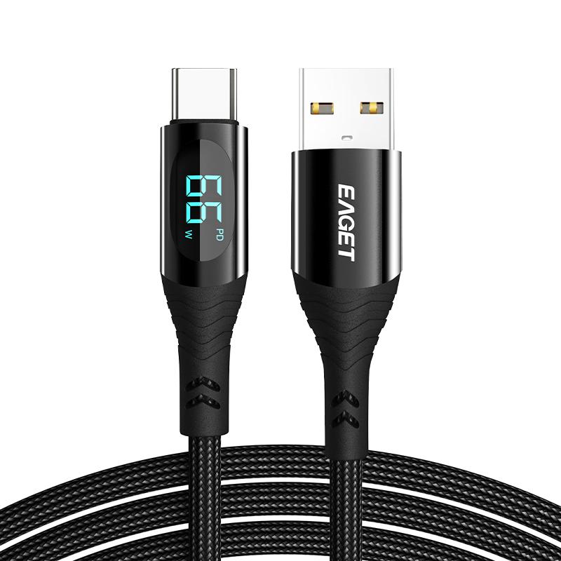 100W Fast Charging USB-C to Lightning Cable - Digital Display Nylon Braided Cable for Android iPhone 15 & More
