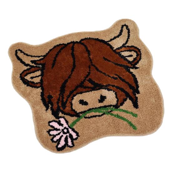 Funny Cow Door Mat Wear Resistant Highly Absorbent Non-Slip Specially Shaped Animal Floor Mat Welcome Rug