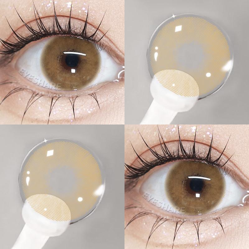 Eyeshare 1 Pair Gray Brown Colored Contact Lenses for Eyes Beautiful Natural Pupil Soft Contacts