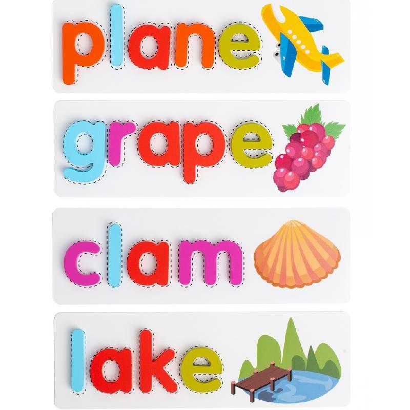 Children Letter Wooden Spelling Word Game English Cognitive Matching Toy Puzzle