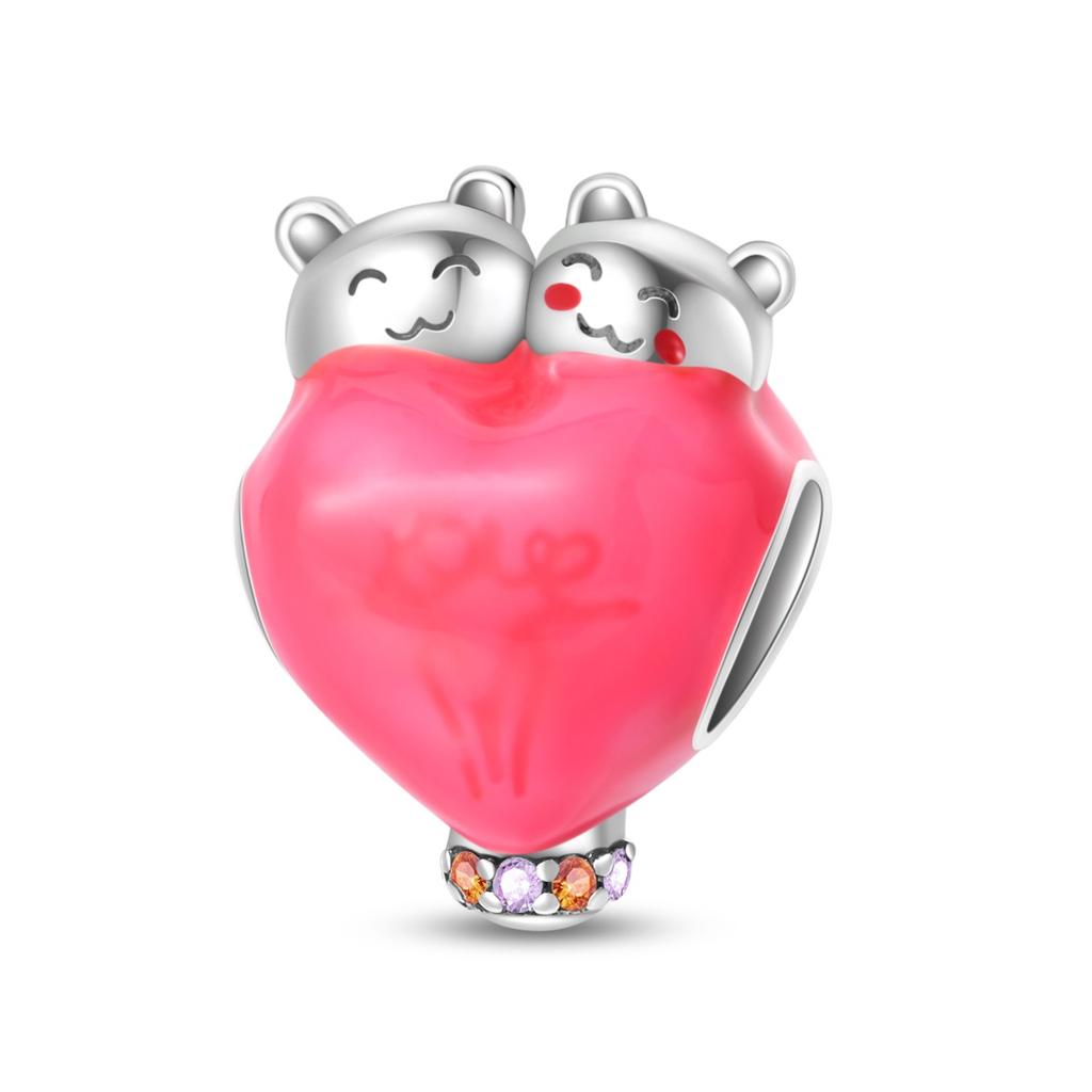 Beautiful 925 Sterling Silver Red Valentine's Day Infinity Love Rose Pendant Fit DIY Bracelet Necklace Date Accessories Gifts