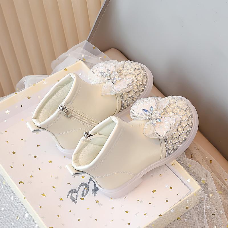 

Girls short boots boots 2025 autumn and winter new children s baby single boots Elsa crystal princess Martin fashion versatile 25